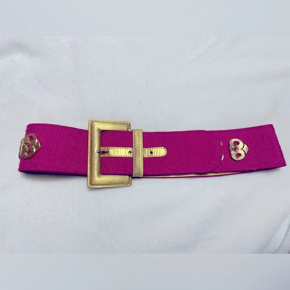 Vintage I. MAGNIN Fuchsia gold Studded belt Made In Italy